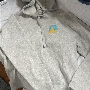 Roxy Light Gray Hoodie with Colorful Mountain Design